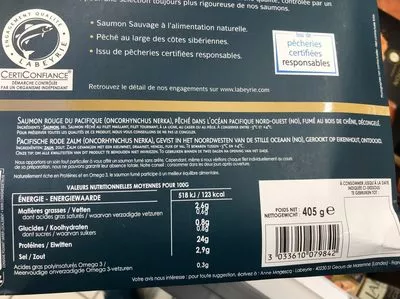 Lista de ingredientes del producto Le saumon sauvage de Sibérie Labeyrie 405 g