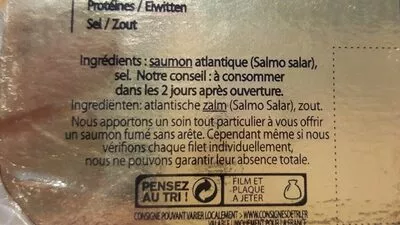 Lista de ingredientes del producto Saumon fumé d'ecosse Labeyrie 250 g