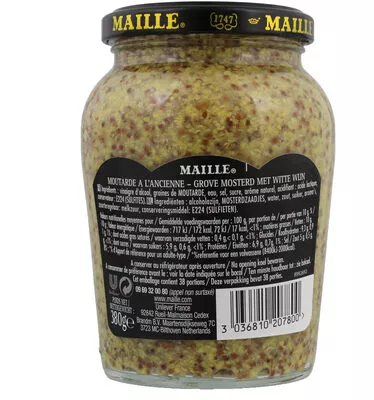 List of product ingredients Maille Moutarde à l'Ancienne Bocal 380g Maille, Unilever 350 ml