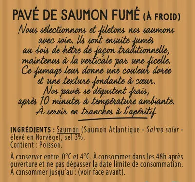 List of product ingredients Saumon fumé traditionnel à la ficelle Delpierre 125g