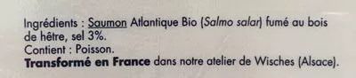 List of product ingredients Saumon fumé bio Delpierre 