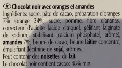 List of product ingredients Excellence dark intense orange Lindt 100 g