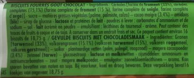 List of product ingredients BN 16 chocolat BN 