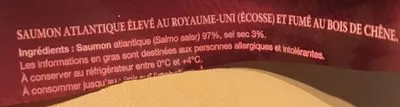 List of product ingredients Saumon d'écosse Delpeyrat 390 g (350g+40g gratuit)