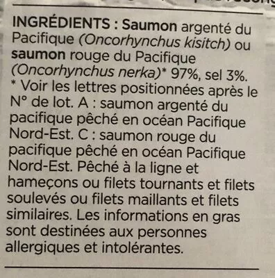 List of product ingredients Saumon fumé sauvage d'Alaska Delpeyrat 6 tranches