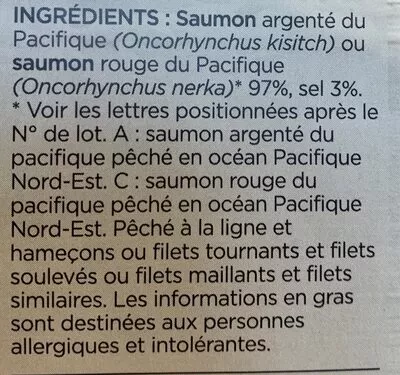 List of product ingredients Saumon fume sauvage Delpeyrat 150g