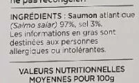 List of product ingredients Saumon fumé Delpeyrat 420 g