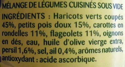 Liste des ingrédients du produit Bonduelle à Poêler : La Printanière Bonduelle 480g égouté