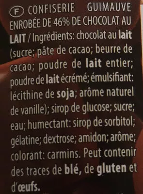 Liste des ingrédients du produit Chamallows Choco Haribo 650g