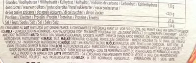 Lista de ingredientes del producto Camembert Le Rustique de Printemps Le Rustique 250 g