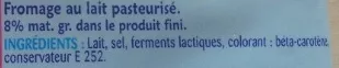 List of product ingredients Bridelight (8 % MG) Tendre & Fruité Bridelight 200 g
