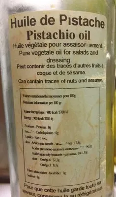 Liste des ingrédients du produit Huile de pistache  