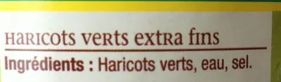 List of product ingredients Haricots Verts(Égouttés Solides, en Conserve) Jean Nicolas 