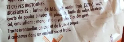Lista de ingredientes del producto 12 crêpes bretonnes St Michel 315 g e