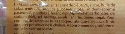 Lista de ingredientes del producto Madeleines Saint Aubert 150 g