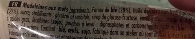 Liste des ingrédients du produit Madelaine St Michel 25 g