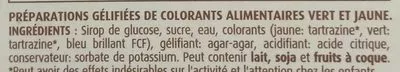 Lista de ingredientes del producto Colorants Alimentaires Vahiné, McCormick 20 g