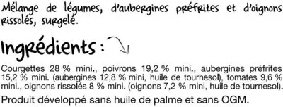 List of product ingredients La Brunoise Provençale Paysan breton 600 g