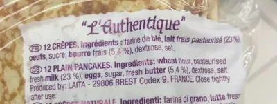 List of product ingredients Crêpes L'Authentique Paysan breton 370 g (x 12)