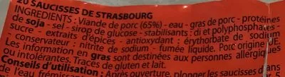 Liste des ingrédients du produit Saucisses de Strasbourg Leader Price 700 g
