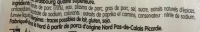 Liste des ingrédients du produit La Ch'tite Knack Jean Caby 280 g