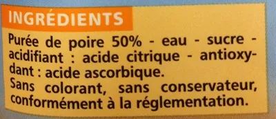 List of product ingredients Poire teneur en fruits 50% minimum Casino 1 l