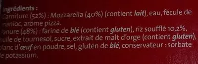 Lista de ingredientes del producto Bâtonnets Saveur Pizza Sans marque 180 g (10 * 18 g)