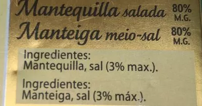 Lista de ingredientes del producto Beurre demi-sel President 
