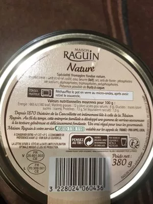 Lista de ingredientes del producto Cancoillotte Nature (11 % MG) Maison Raguin 380 g
