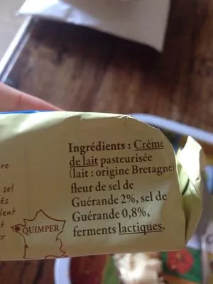 List of product ingredients Beurre de baratte à la fleur de sel de Guérande Reflets de France 250g