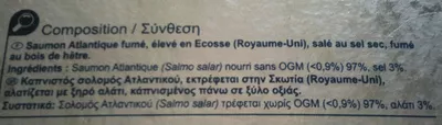 List of product ingredients Saumon Fumé Ecosse Carrefour 140 g
