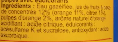 Liste des ingrédients du produit PULP' Saveur Orange LIGHT* Carrefour 1,5 l