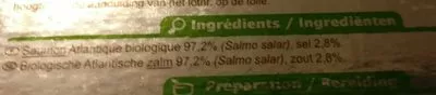 List of product ingredients Saumon fumé bio Carrefour Bio 2 tranches