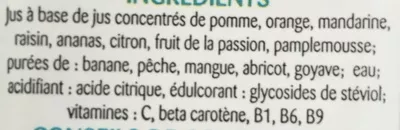 Liste des ingrédients du produit Multi Enrichi en Vitamines B1, B9, B6, C et A Les Nectars 20 cl e