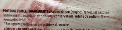 Liste des ingrédients du produit Poitrine fumée Monique Ranou 300g