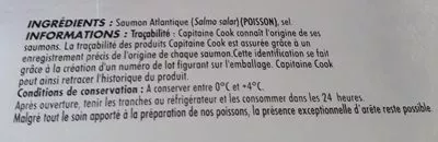 List of product ingredients Saumon fumé du Danemark Capitaine Cook 188 g (150g+38g gratuit)