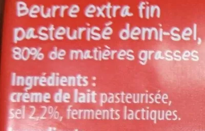 Liste des ingrédients du produit Beurre de Bretagne Demi-Sel Le Gall 250 g