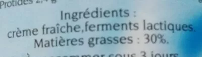 Liste des ingrédients du produit Crème fraîche fleurette Le Gall 1L