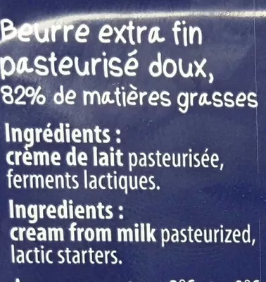 Lista de ingredientes del producto Beurre de Bretagne Doux  Le Gall 250 g