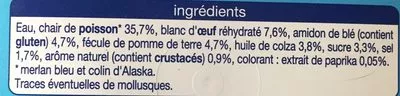 Liste des ingrédients du produit Surimi Auchan 450 g