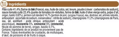 List of product ingredients Pizza au jambon et aux champignons U 200 g
