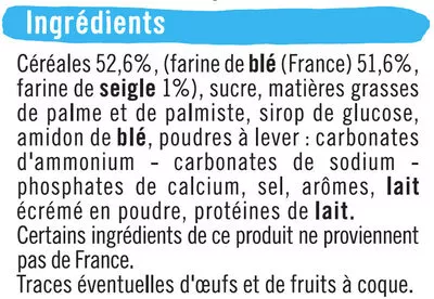 List of product ingredients Gouters fourrés carrés parfum vanille U Mat & Lou,  U 300 g