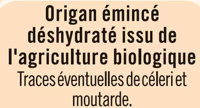 Liste des ingrédients du produit ORIGAN U Bio,  U 12 g