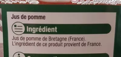 Lista de ingredientes del producto Pur jus de pomme de Bretagne 3 fruits de chez nou3s super U,  U 1 l