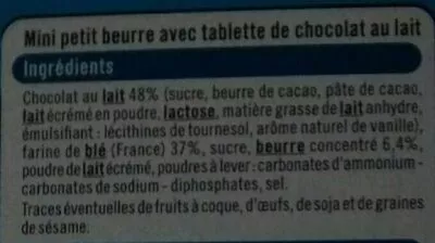 List of product ingredients Mini petit beurre tablette chocolat au lait U 113 g