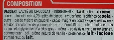 Lista de ingredientes del producto Mousse liégeoise chocolat Cora 640 g (8 x 80 g)