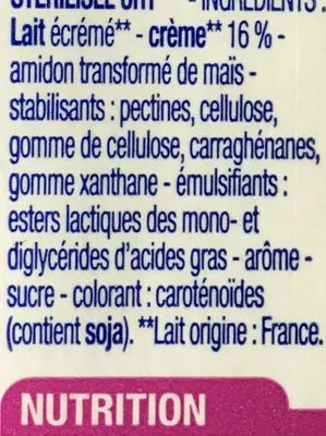 Liste des ingrédients du produit Crème Onctueuse et Légère 5℅, Cora Cora 20 cl