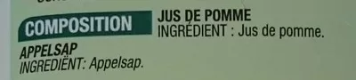 Liste des ingrédients du produit 100 % pur jus Pomme Cora 1 L