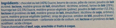 List of product ingredients Barre chocolat au lait Belle France 120 g