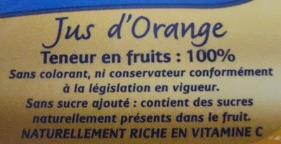 Liste des ingrédients du produit Jus d'orange des tropiques Royal 1 l